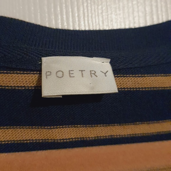 Poetry Dress Women Size US 18 Blue Tan Striped Faux Wrap Everyday NWT Cotton - Picture 2 of 7